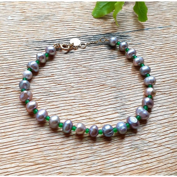 5 Octobre sidabro apyrankė su perlais PIPA VERT 5 Octobre sidabro apyrankė su perlais PIPA VERT